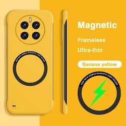Frameless Magnetic Camera Protection Phone Case - Hard Thin Original Back Cover - Realme 12 Pro+ (Banana Yellow)