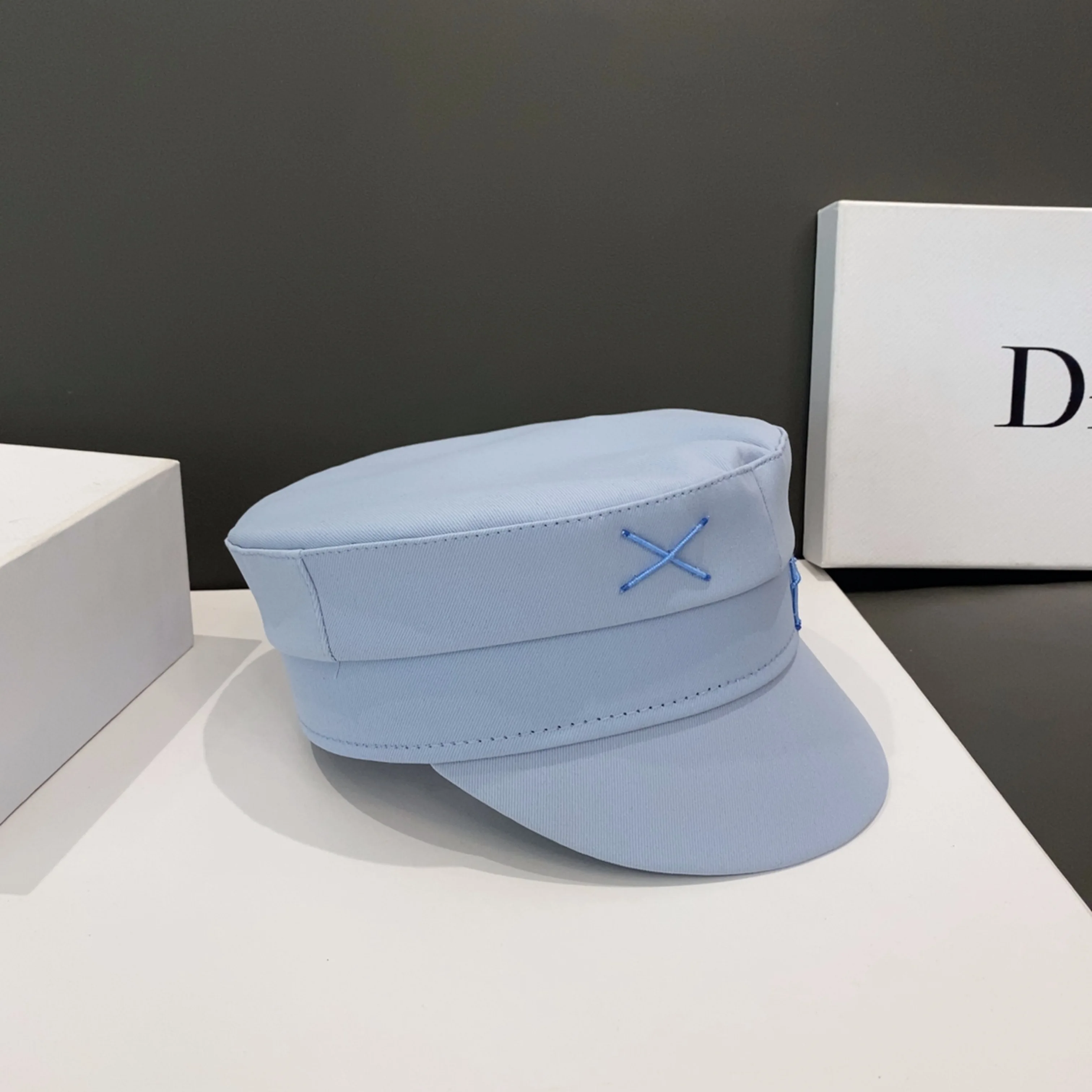 Newsboy Caps with Letter Decoration for Women Stylish Blue Fat Caps