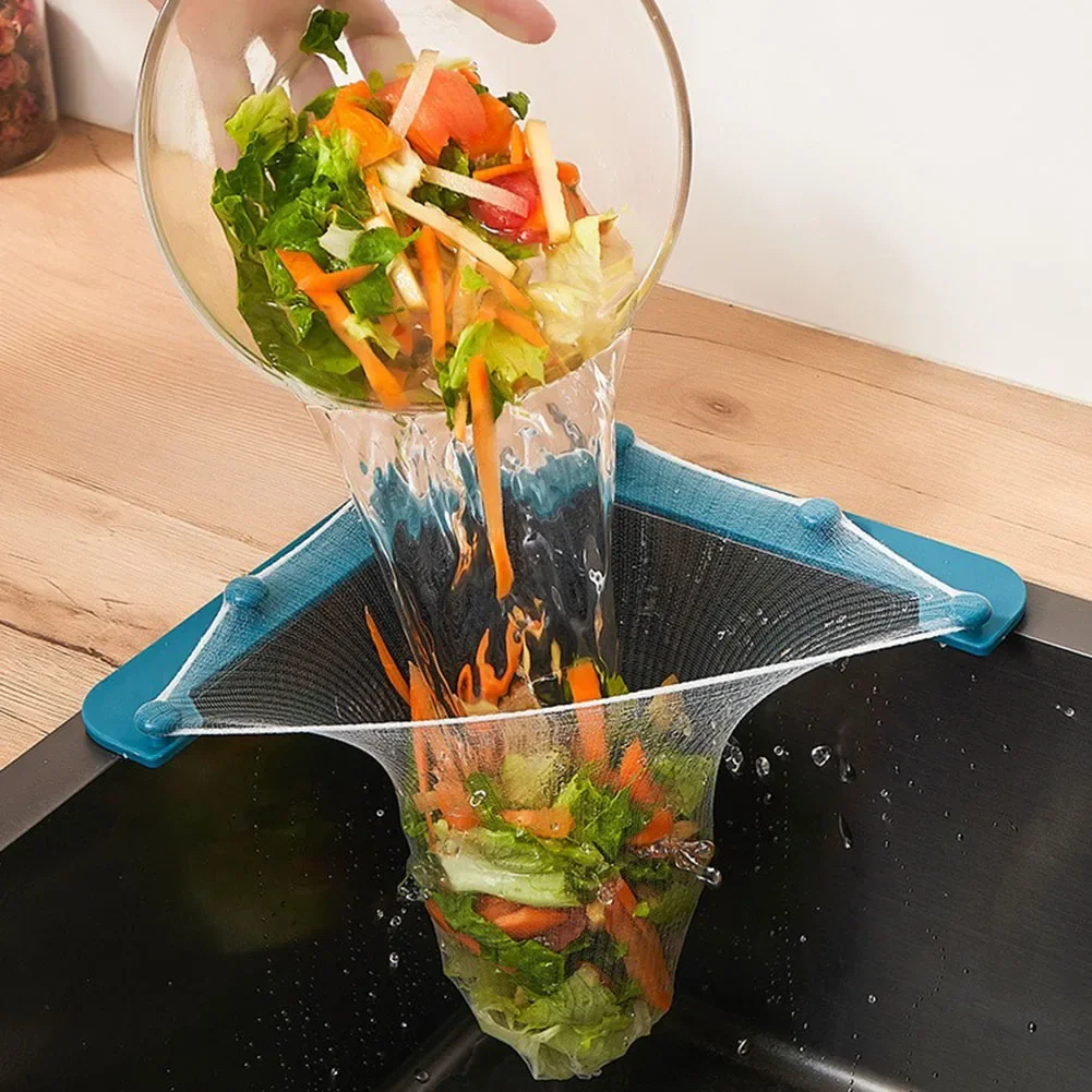 Triangle Drainage Rack Kitchen Sink Leftovers Filter Hanging Net Drain Basket Waste Garbage Net Shelf Sink Corner Mesh Strainer