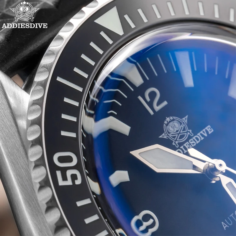 ADDIESDIVE Simple Sapphire Crystal Dive Watch AD2056 Waffles Reloj Hombre Black Dail Super Luminous Automatic Mechanical Watches