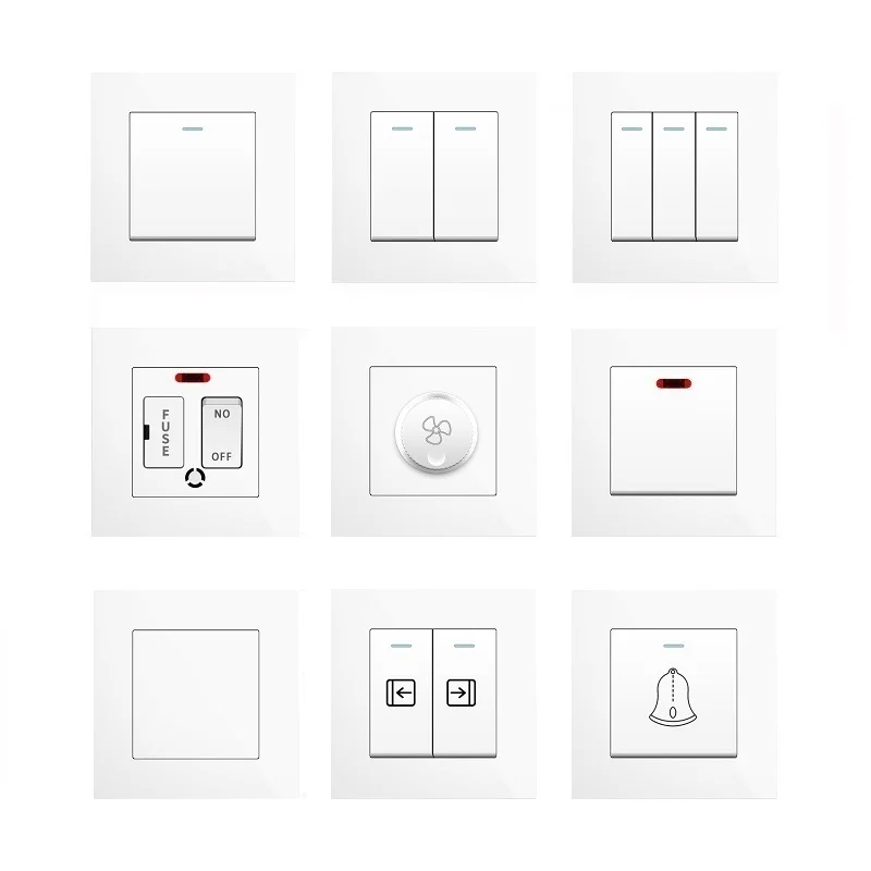 WhiteUKHongkong86TypeElectricalWallLightSwitches1234Gang