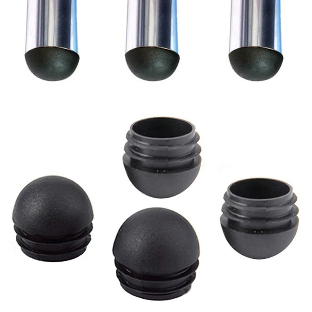 Domed Round Plastic Steel Pipe Plug 16mm~30mm Black Blanking End Caps Tube Inserts Plug Chair Foot Cover Furniture Accessories