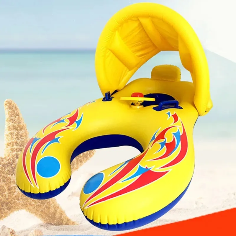 Portable Children Swim Circle Safety Swimming Inflatable Toys Water Play Games Sun Shade Baby Accessories Beach Party Float Toys 3