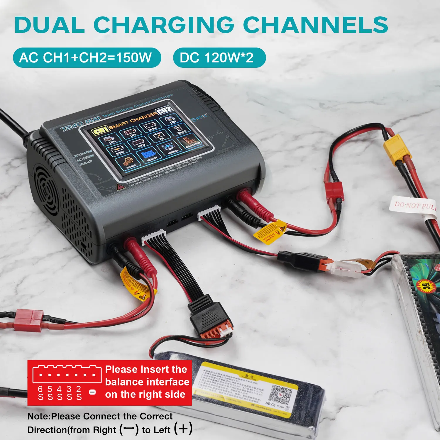 HTRC T240 Duo RC Charger Discharger AC 150W DC 240W 10A Dual