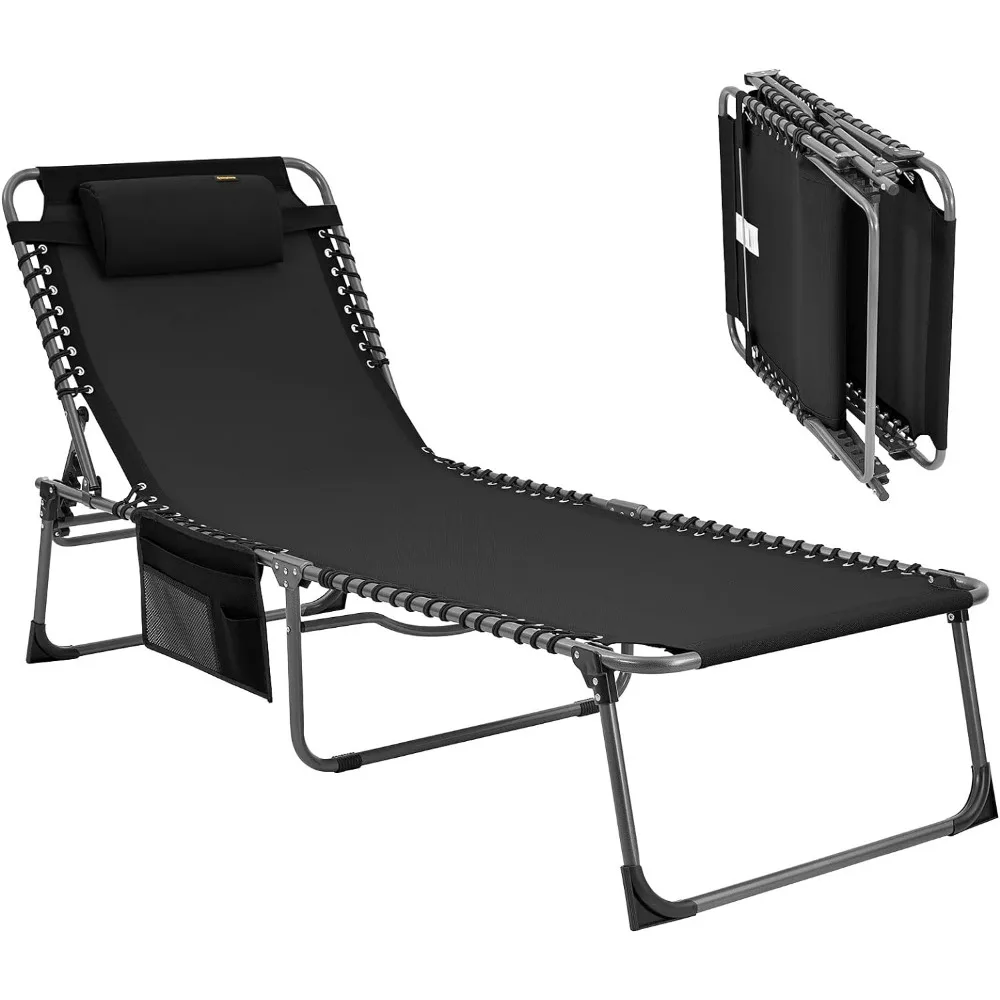 

KingCamp Oversized Adjustable 5-Position Folding Chaise Lounge Chair for Outdoor Patio Beach Lawn Pool Sunbathing Tanning, Heavy