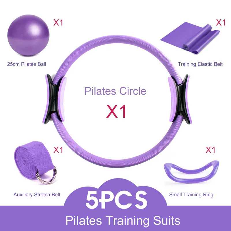 Yoga Resistance Bands 5 Piece Pilates Equipment Set Monochrome PP Stretching and Sculpting with Exercise Bands Yoga Ball for Gym