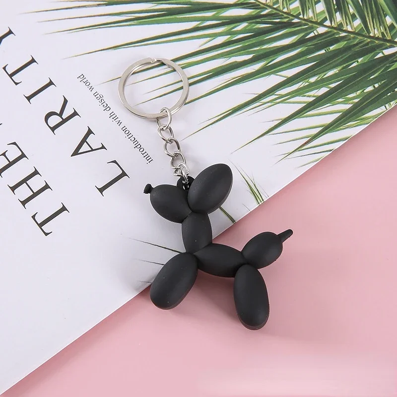 6Color Cartoon Balloon Dog Keyring 1Pcs Soft Rubber PVC Stereo Keychain DIY Pendant Car Interior Korean Style