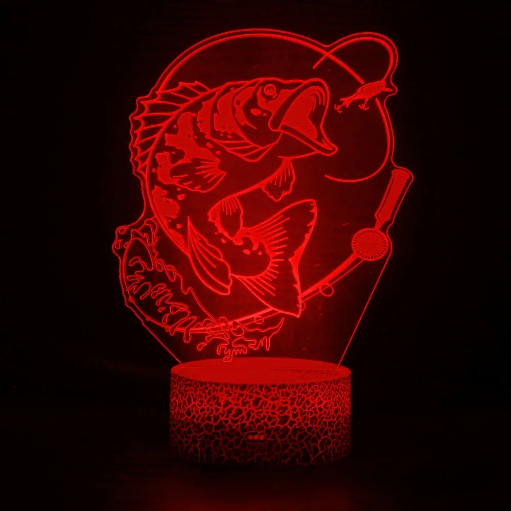 Nighdn 3D Fish Lamp LED Night Light for Kids Room Decor 7 Color Illusion Bedside Lamp Child Nightlight Gift for Men Girls Boys