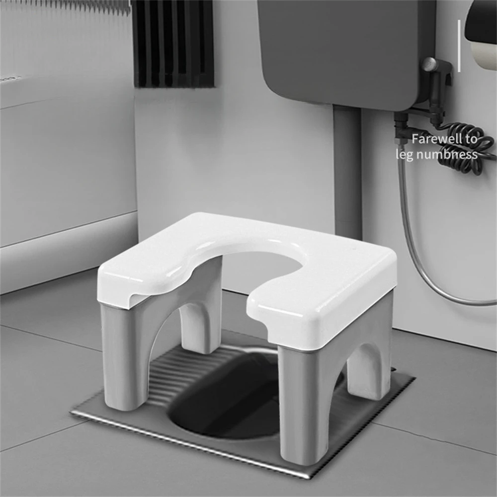 Portable Squat Toilet Potty Stool Foldable 7" Plastic Step Stool For Adults, White