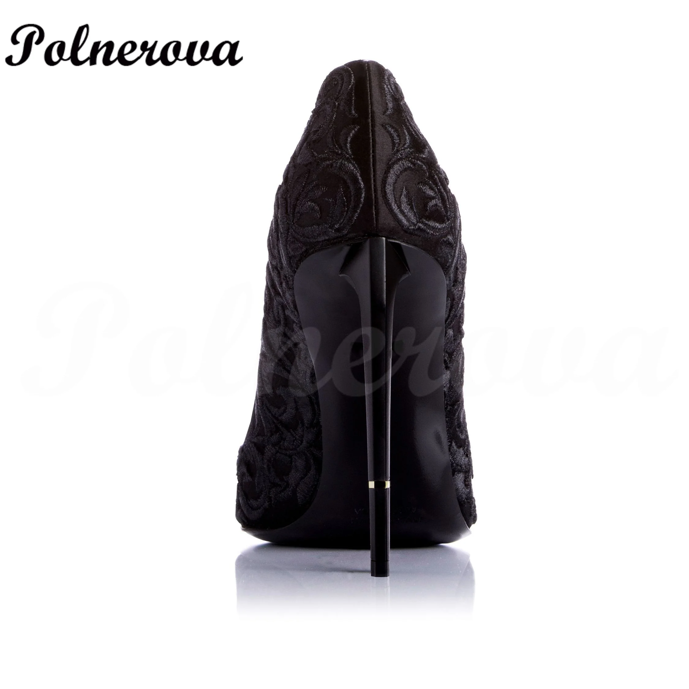 Women Silk Embroidered Pointed Toe High Heels Luxury Brand Single Shoes Shallow Mouth Pumps Temperament Party Wedding Shoes