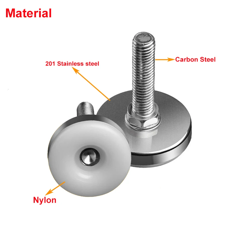 8Pcs Steel Adjustable Furniture Feet with Nylon Base Levelers for Sofa Table Chair Cabinet Workbench - Easy Leveling 3