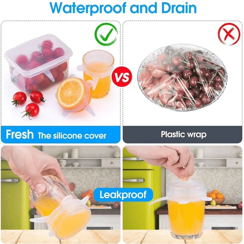 Silicone Can & Jar Covers Stretch Lids Food Safe Reusable 2.6 Inch for Yogurt Jars Bowls food cover fresh keeping cover preservation cover bowl cover