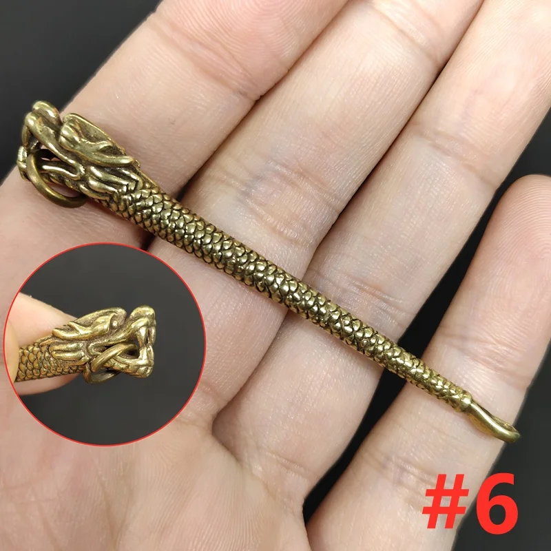 Mini Spoon Charms Retro Brass Shovel Spoon Crevice cleaning tool Pendant KeyChain Dangles Bag Hanging Necklace Accessories Charm