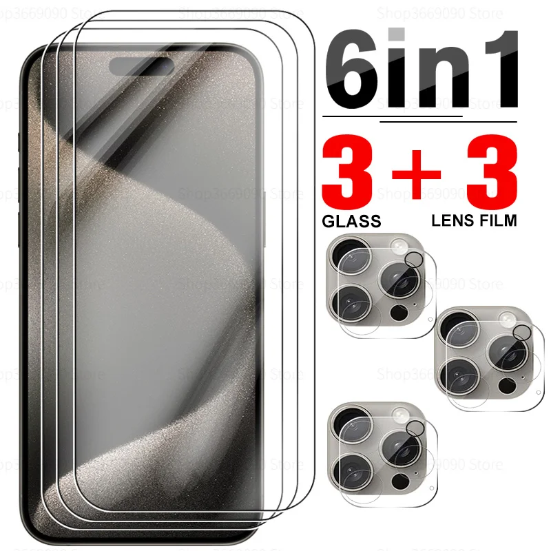

6 в 1 закаленное стекло для Apple Iphone 15 Pro Max защита экрана Iphone15 Plus Ifone 15Pro ProMax Защитная пленка для объектива камеры