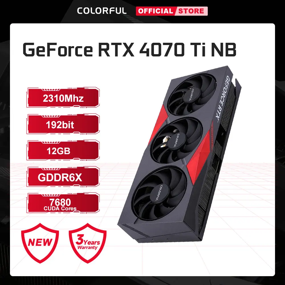  COLORFUL Graphics Card GeForce RTX 4070TI NB 12GB GDDR6x 192Bit 2745MHz NVIDIA GPU 4070Ti RTX Video Card Game Video 