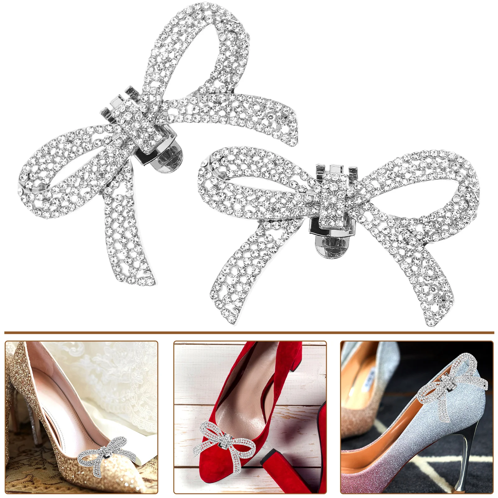 

Removable Shoe Buckles Decorative Women Shoe Clips Wedding Bride Shoe Charms Buckle Bow Shoe Buckles Shoes Accessories