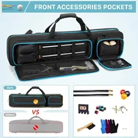 4x4 Pool Cue Case Hold Up to 4 Butts and 4 Shafts, Pool Stick Carrying Case with Front Accessories Pockets 2