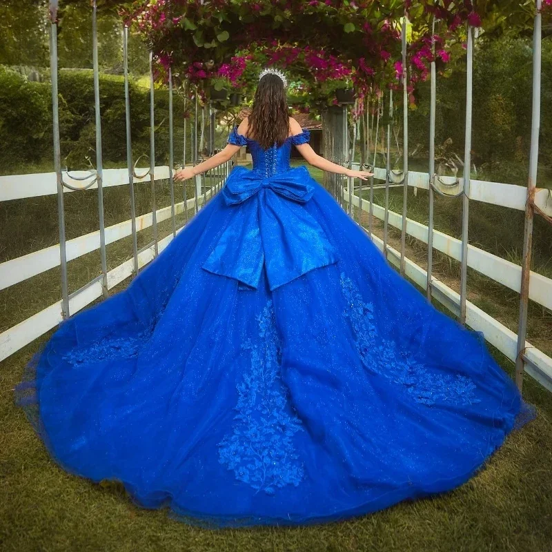 ANGELSBRIDEP Off the Shoulder Ball Gown Quinceanera Dress Applique Lace Beading Floral Sweet 16Party Princess Dress Customized