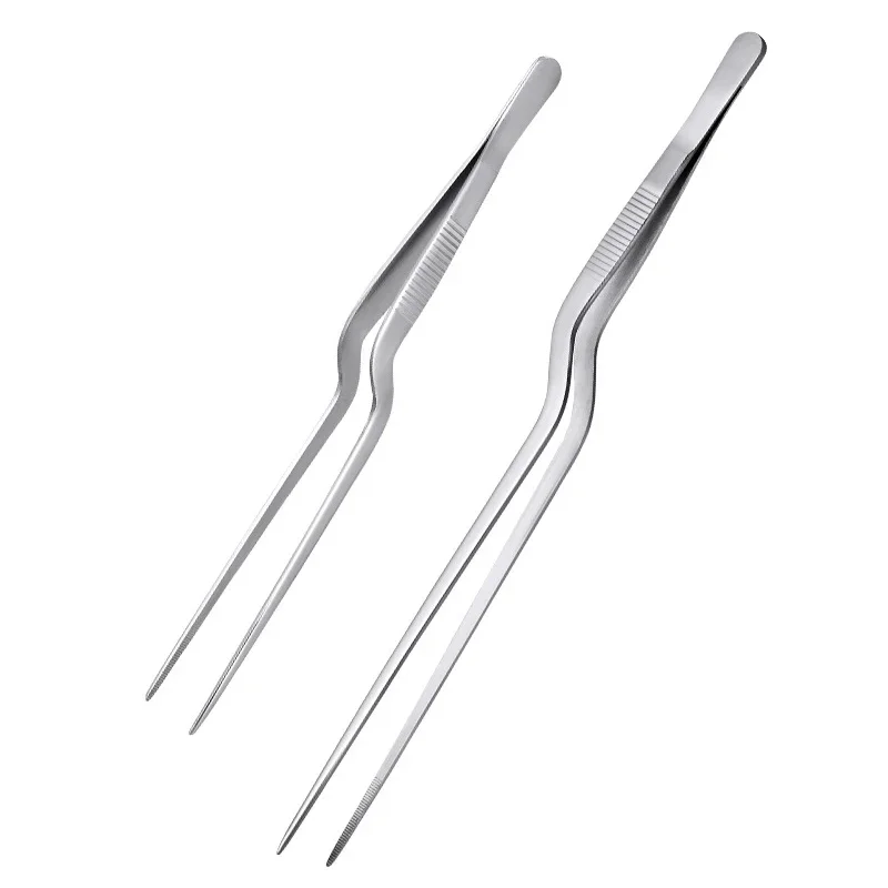 Food Tongs 3 Sizes Kitchen Tweezer BBQ Food Tweezer Clip Mini Chief Tongs Stainless Steel Portable for Picnic Meat Barbecue Cooking Tool