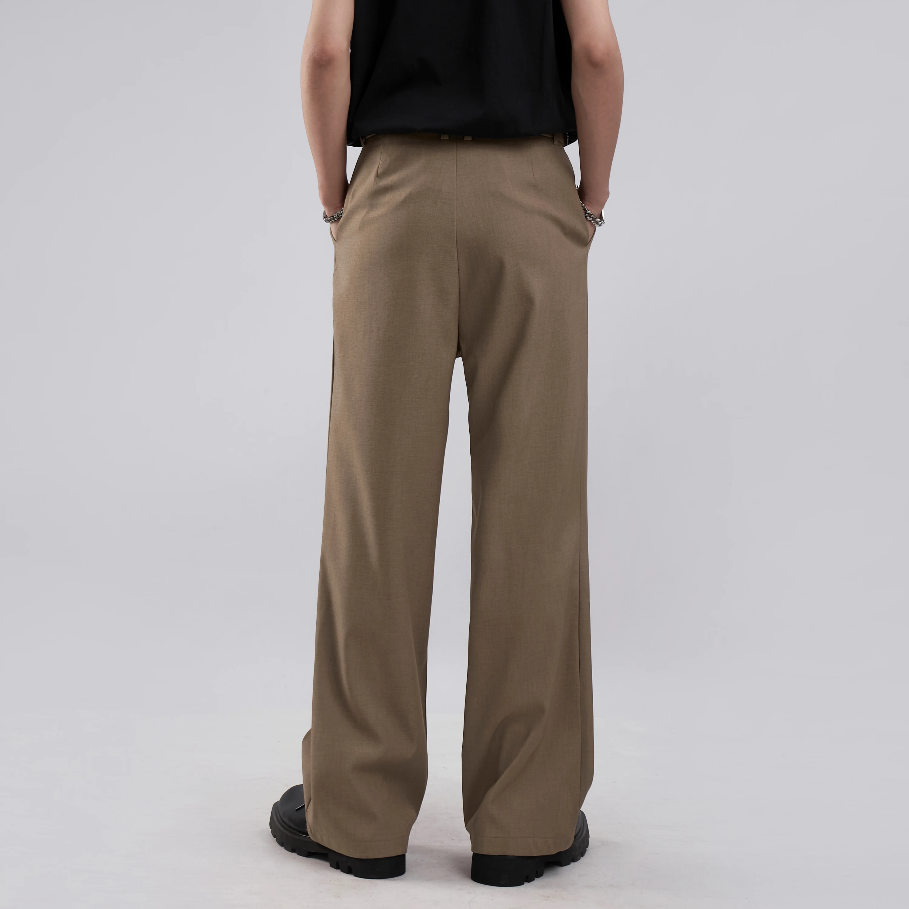 2024 New Design Zipper Wide-leg Trousers Casual Loose Trend Drap Suit Pants Men