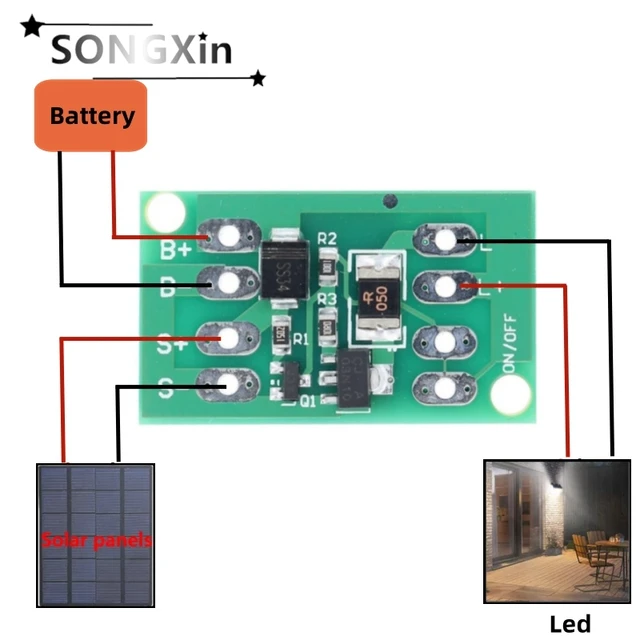 1-10P Automatic Solar Panel Battery Charger Board Night Light LED Lamp Control Switch Battery Charger Charging Controller Module 2