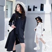 

Children Shirt White Dresses Summer Girls Clothes Irregular Kids Dance Costume Teenager Streetwear Girls' Birthday Party Dress