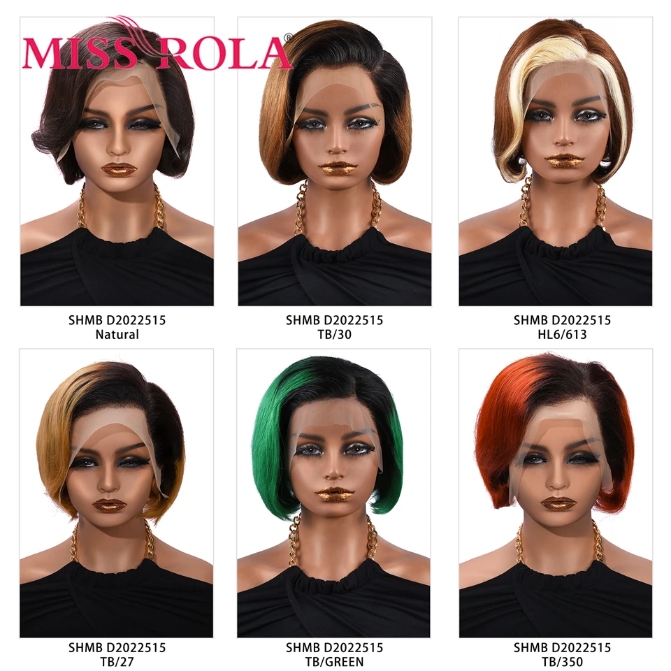 Miss Rola Pixie Cut 13x4 kurze Perücken Spitze Front Echthaar Perücken Remy Natural Wave Perücken vor gezupft 180% Dichte – Detail 1