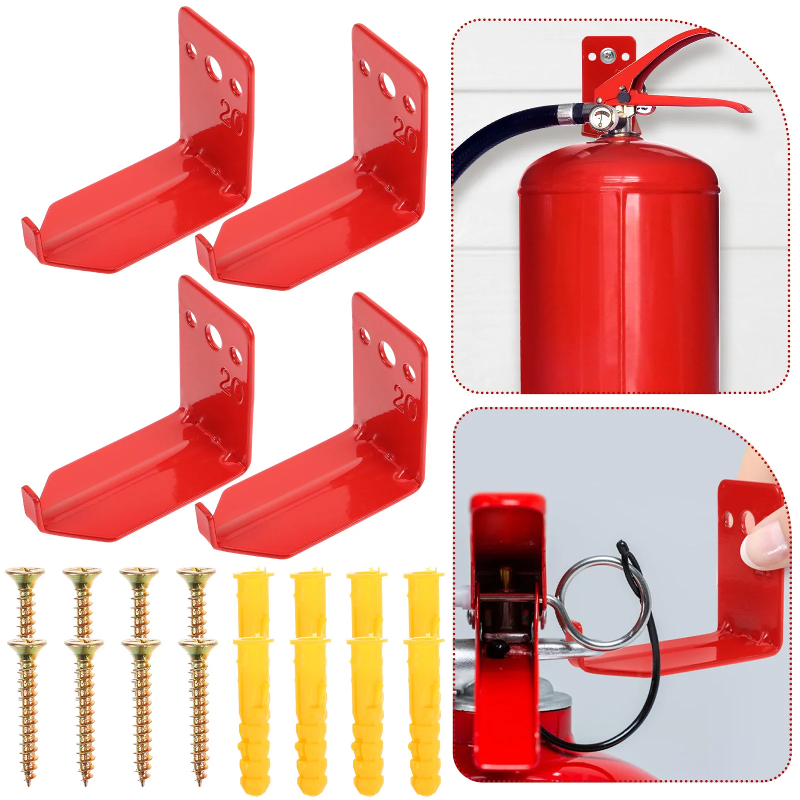 4 Pcs Horizontal Hole Fire Extinguisher Bracket Hanger Metal Kickstand Brackets