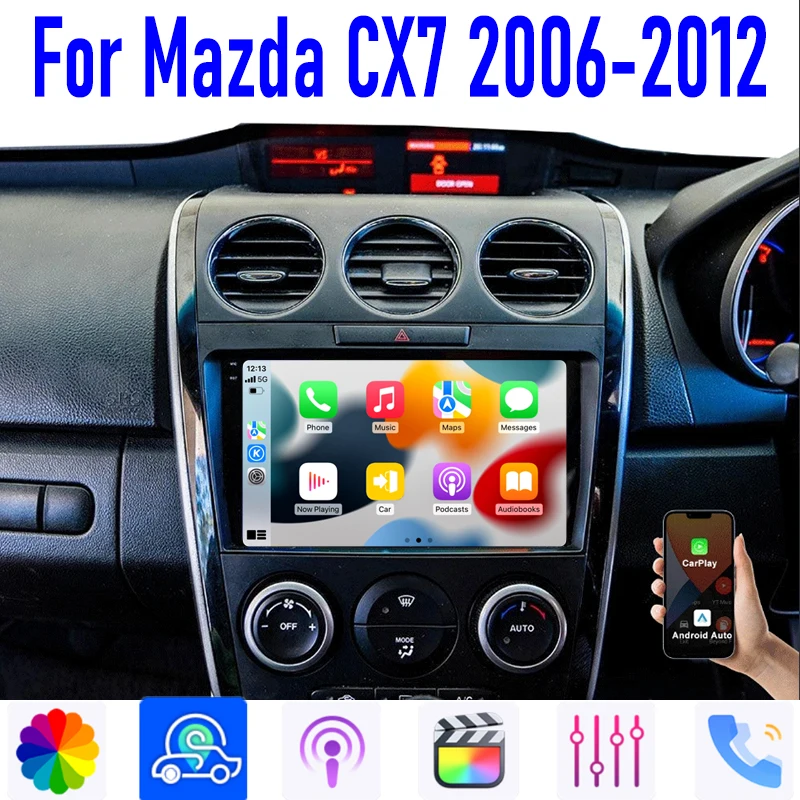 YUNTX Android 14 Autoradio 9" Pour Mazda CX-7 (2007-2015) - 4GB+64GB - GPS, CarPlay, Android Auto, DSP, Caméra Recul Offerte