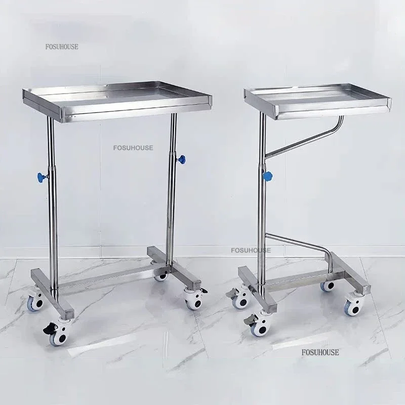 Medical Tray Rack Auxiliary Tool Cart Luxury Stainless Steel Salon Trolleys Creative Salon Furniture Organizer Cart with Wheels