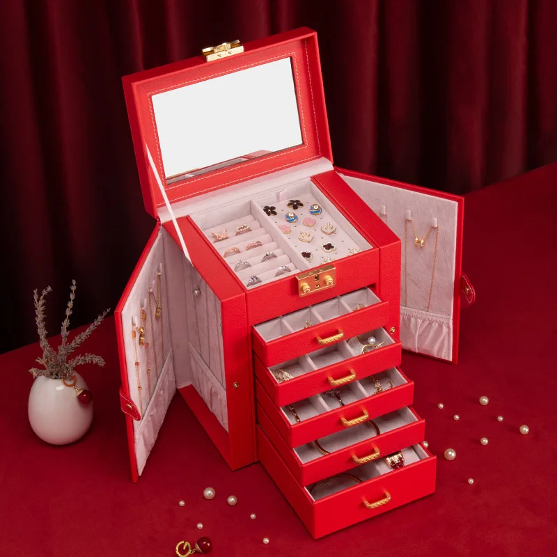 

High-end jewelry box Large capacity European princess Korean jewelry ring box Jewelry storage box light luxury wedding gifts