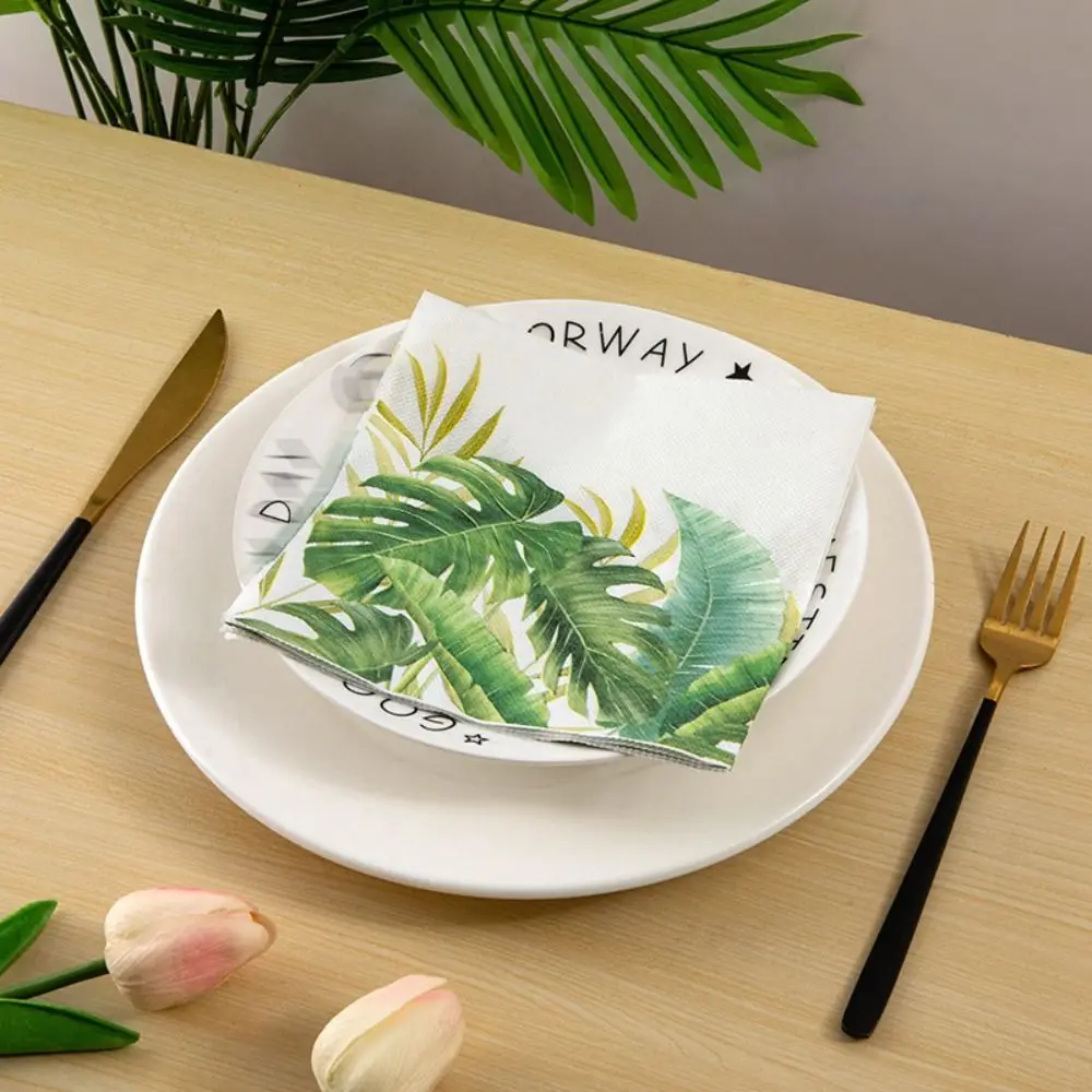 40PCS Table Decoration Disposable Flower Printed Paper Napkin Thickened Double Layer Paper Towels Square Soft Tissue Wedding