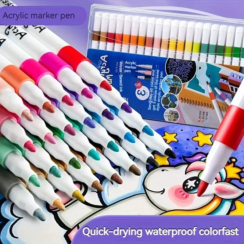 Acrylic Paint Pens Markers Permanent Fine Tip Paint Pens For Painting Fabric Paper Ceramic Crafts For Birthday Christmas Gift