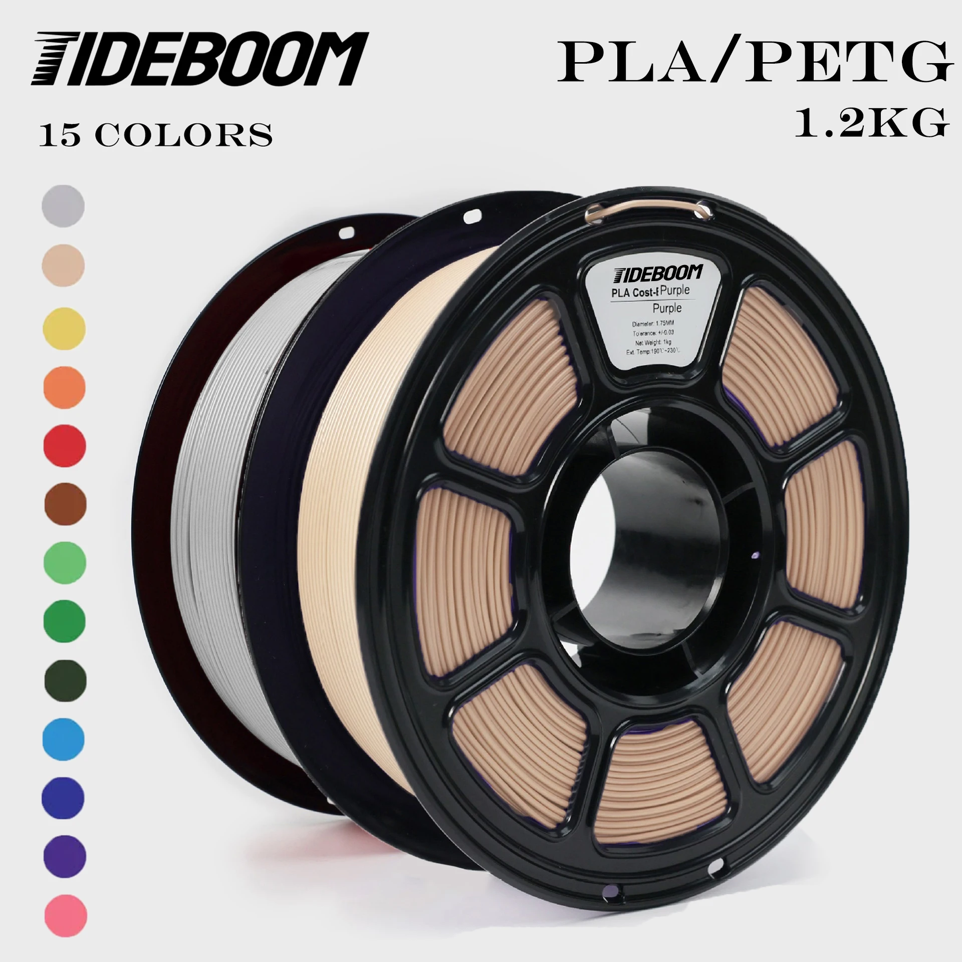 Tideboom PLA/PETG Filament 3D 1,2 KG Filament d'imprimante 3D haute vitesse Effet mat haute vitesse Impression 3D Mateial Pla Nach