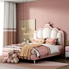Pretty Modern Luxury Childrens Bed Girls Elegant Princess Villa Loft Leather Bed Kids Headboards Camas De Dormitorio Furniture 2