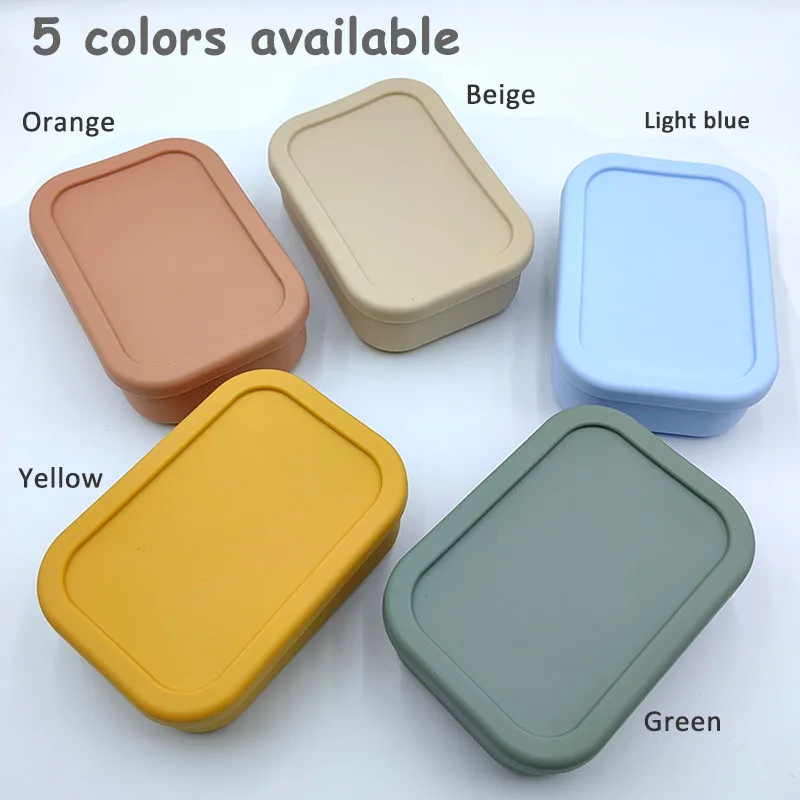 Silicone Bento Lunch Box For Kids 3-compartment Lunch Box Portable Picnic Leakproof Baby Food Container BPA Free