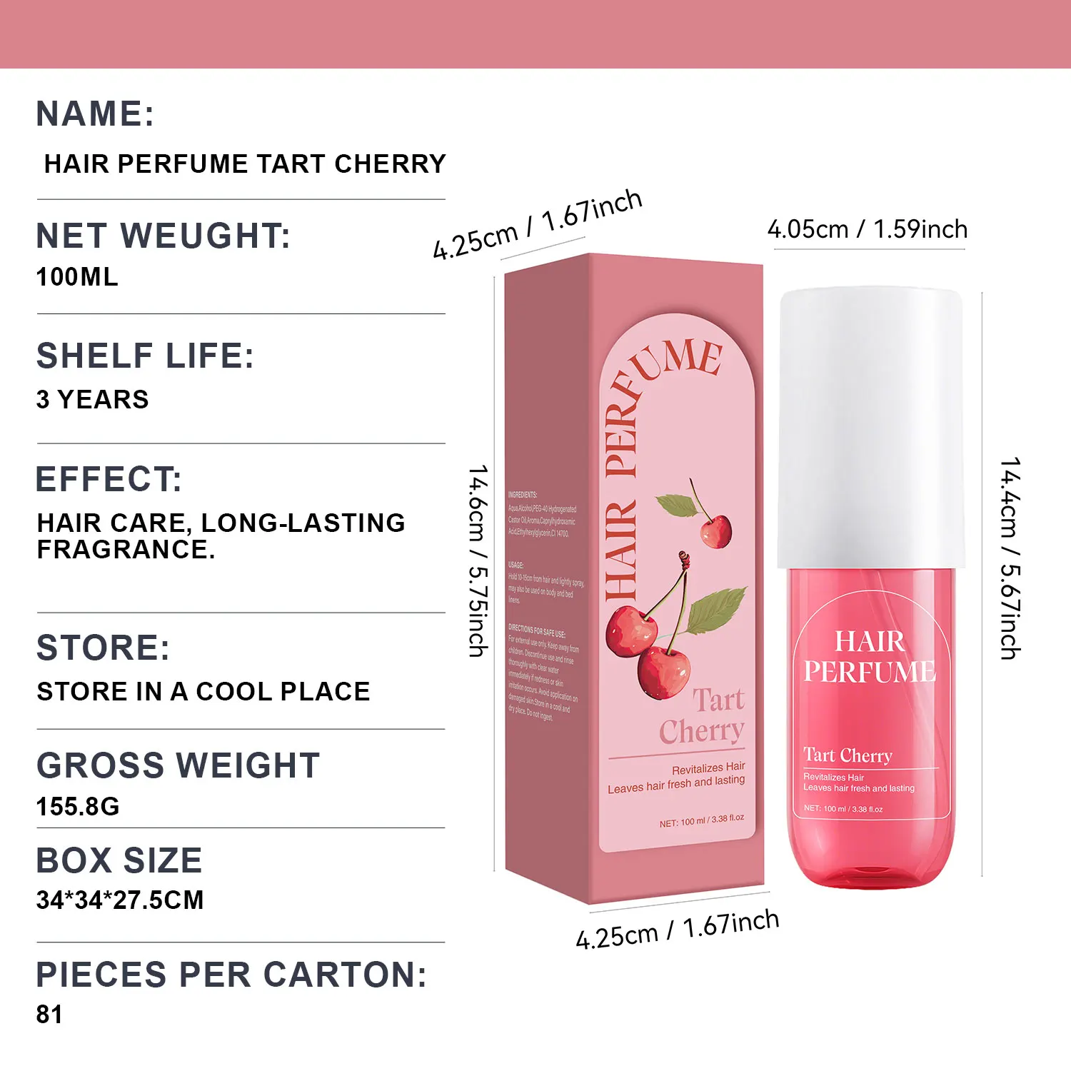 Kersen haarparfum en bodymist voor dames verfrissende hairspray_voghion.com