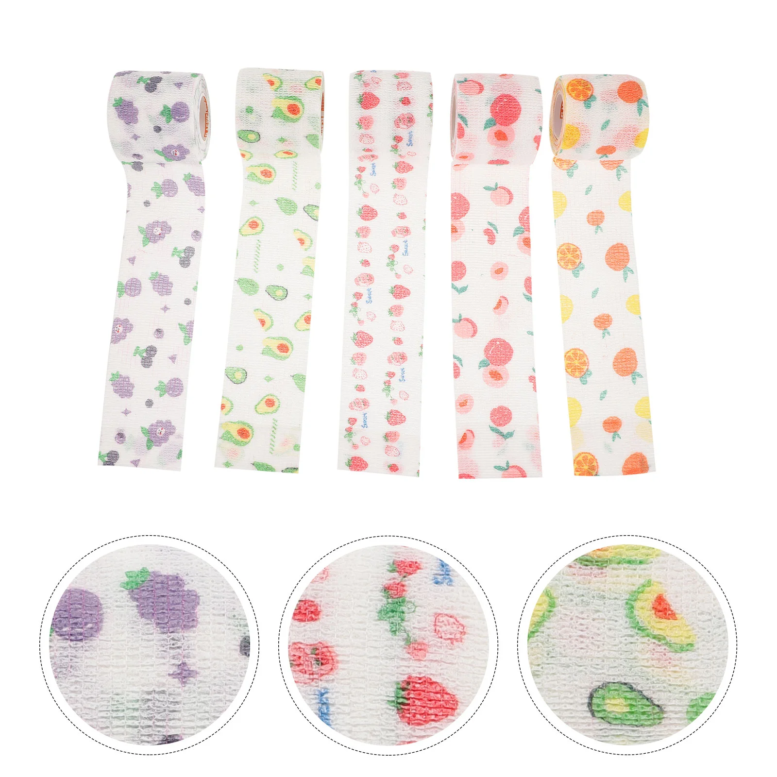 

5 Rolls of Self Adhesive Wraps First Aid Tapes Adhesive Wrap Bandages Fitness Bandages