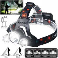 High Power LED Headlamp 18650 Rechargeable Battery Flashlight 90° Adjustable Torch for Outdoor Lighting Camping Fishing Hiking