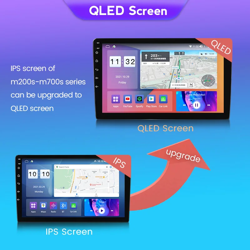 MEKEDE автомобильный радиоплеер Дополнительное обновление QLED экран |