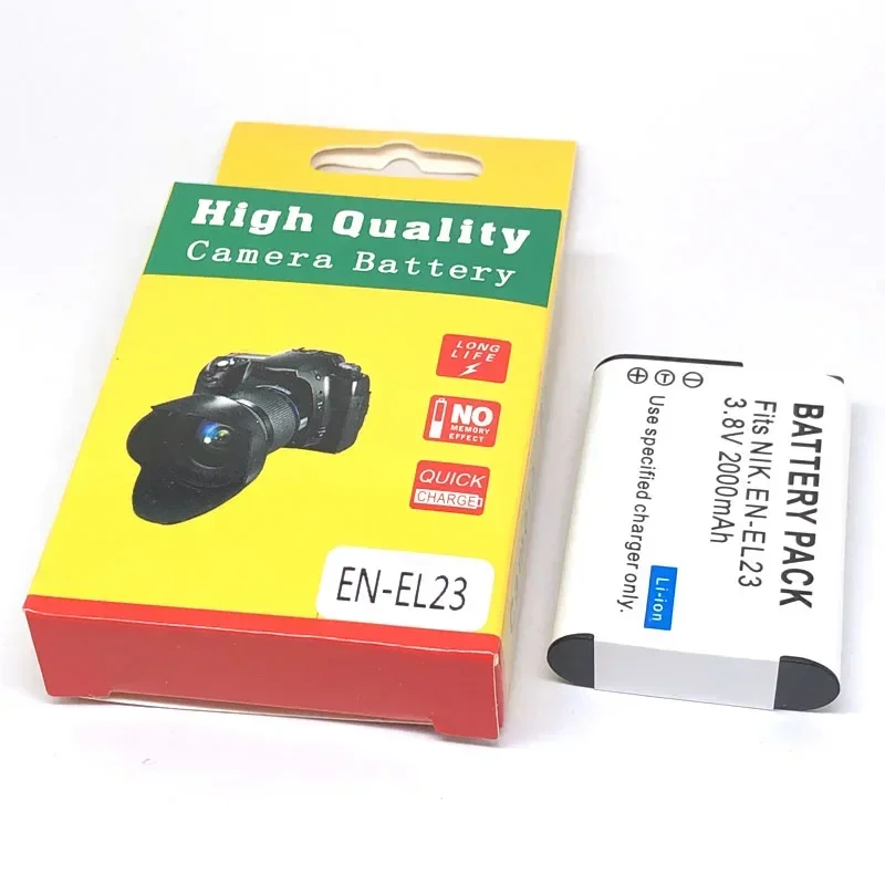 HOSAN 2 Batterie EN-EL23 Da 2000mAh E Caricatore Doppio USB Per Nikon Coolpix P600, P900, S810C E Serie EN-EL23