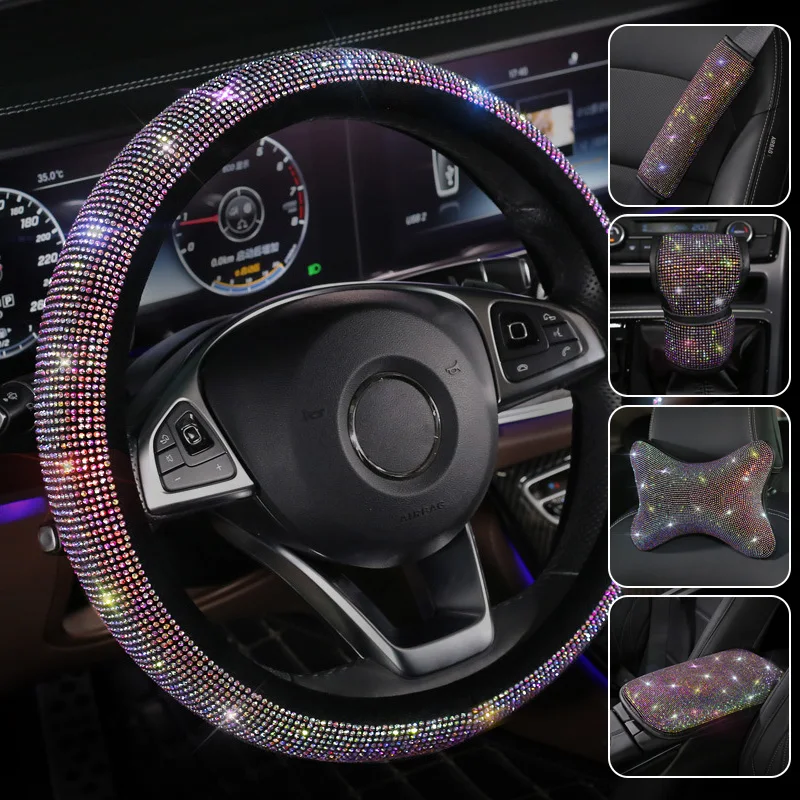 

Универсальное Украшение Стразы чехол рулевого колеса автомобиля авто ручной тормоз рукоятка Крышка шестерни аксессуары для интерьера авт...