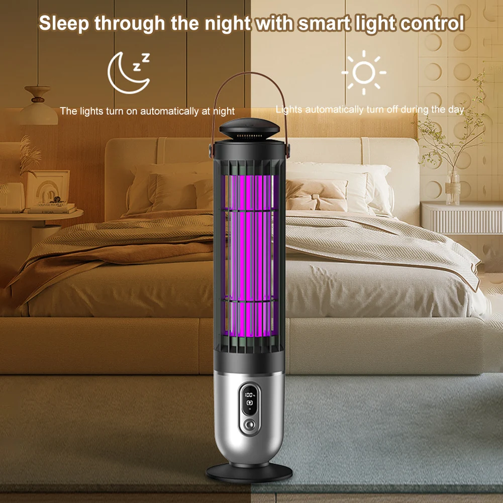 Household Mosquito Racket Light-Controlled Mosquito Repellent Lamp Silent Electric Swatter Light for Home Bedroom Living Room