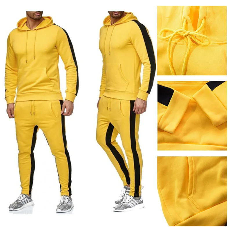 Men's 2 Piece Tracksuit Color Block Sweatsuit Stripes Casual Winter Long Sleeve Warm Moisture Wicking Breathable Sportswear Suit