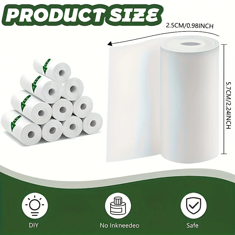 5롤의 자체 접착식 인쇄 용지 57x25mm 감열지 사무용 대부분의 즉석 카메라 및 미니 프린터에 적합