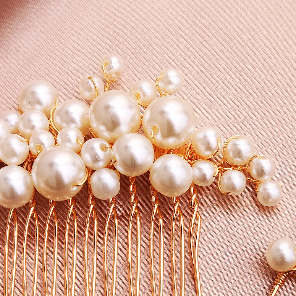 5PCS Pearl Rhinestone Bridal Comb Hairpin Set Bridal Wedding Hairpin Hairstyle Making Model Headdress Jewelry Bridesmaid Gifts