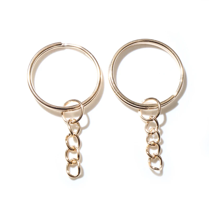 Set of 20 Stylish Gold & Silver Plated Keychains with 25mm Rings