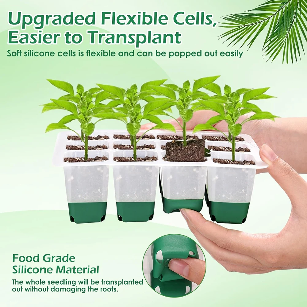 12 Holes Garden Nursery Seedling Dish Plastic Nursery Seedling Trays Seed Starter Trays Vegetable Pots Garden Supplies
