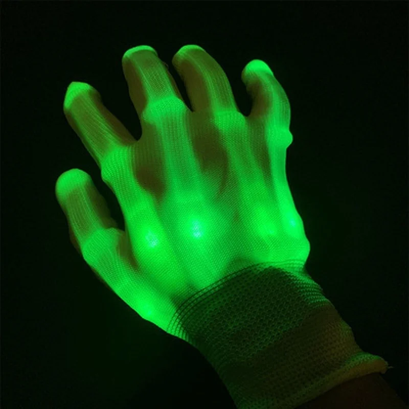 Glow Gloves 1 Pair Halloween LED Luminous Gloves Christmas Decoration Event Party Supplies
