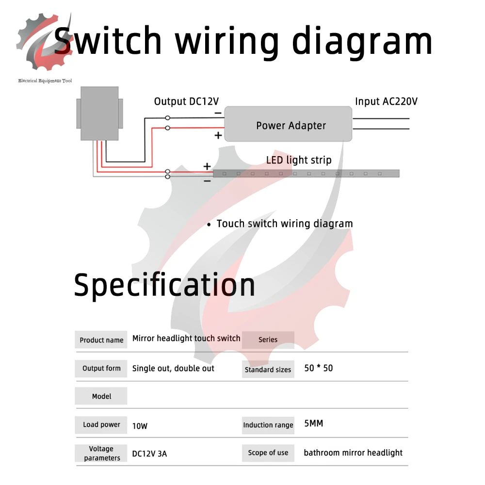 DC 5-12V Bathroom Mirror Switch Touch Switch Sensor Stepless LED Inductive Dimming Touch Dimmer Switch for Led Light Mirror